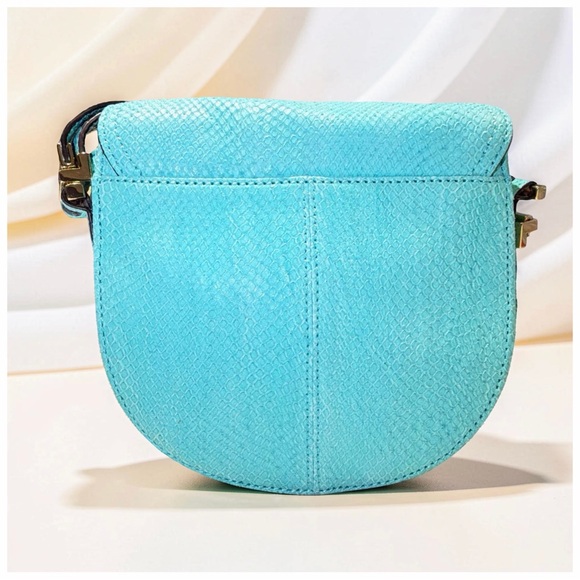 Stefano Orsi Firenze Turquoise Leather Saddle Crossbody Bag Gold Hardware Italy - Picture 2 of 15
